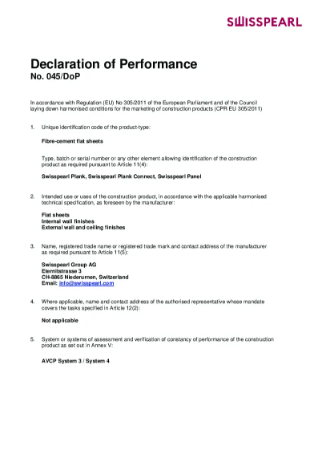 Declaration of Performance