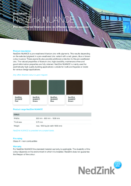 NedZink - Datasheet NedZink NUANCE